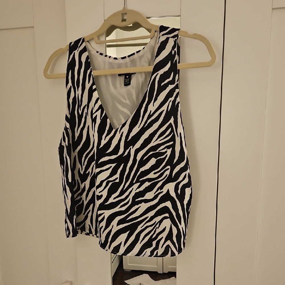 Aqua Black and White Zebra Tank Top